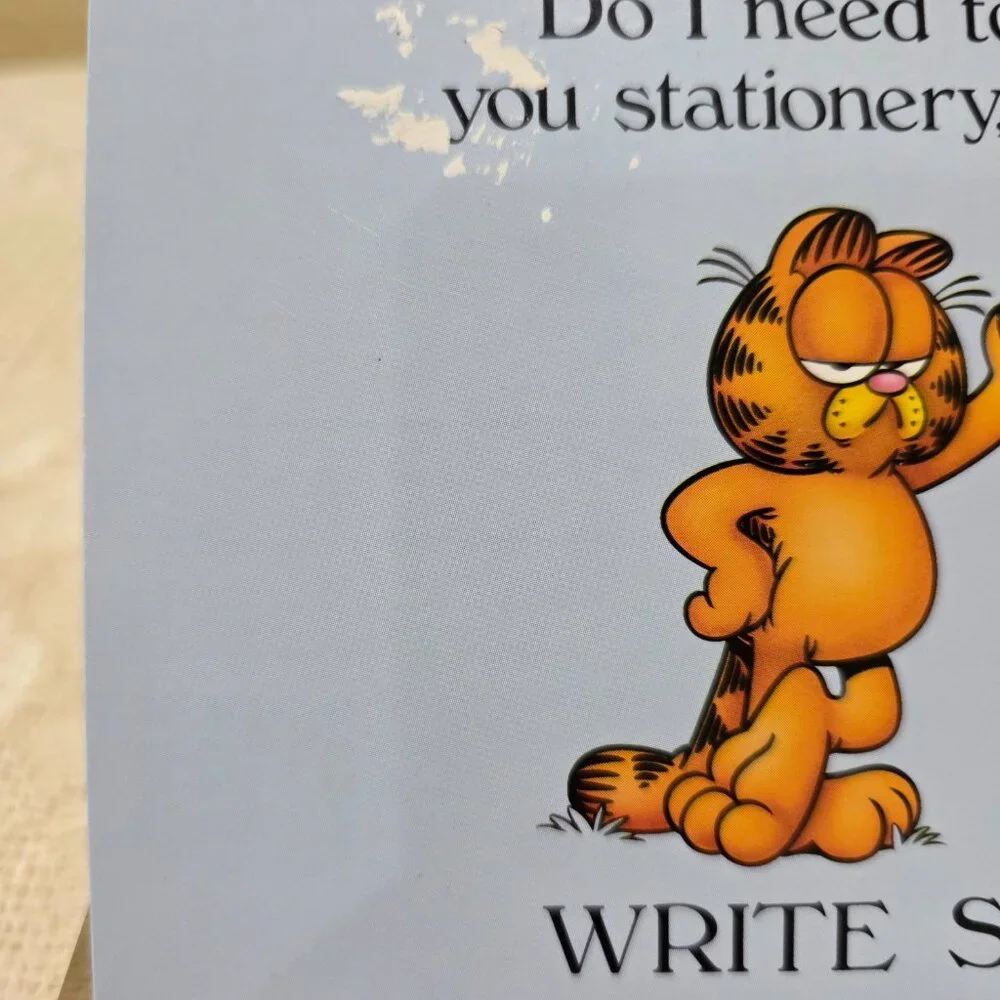 Vintage Garfield Jim Davis DO I NEED TO MAIL YOU STATIONARY OR.. Postcard Unused